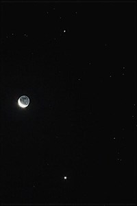 Dawn Sky with Earthshine on Moon (click to enlarge)